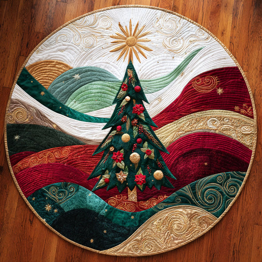 Starlit Evergreen Quilted Round Mat NCU0TV299
