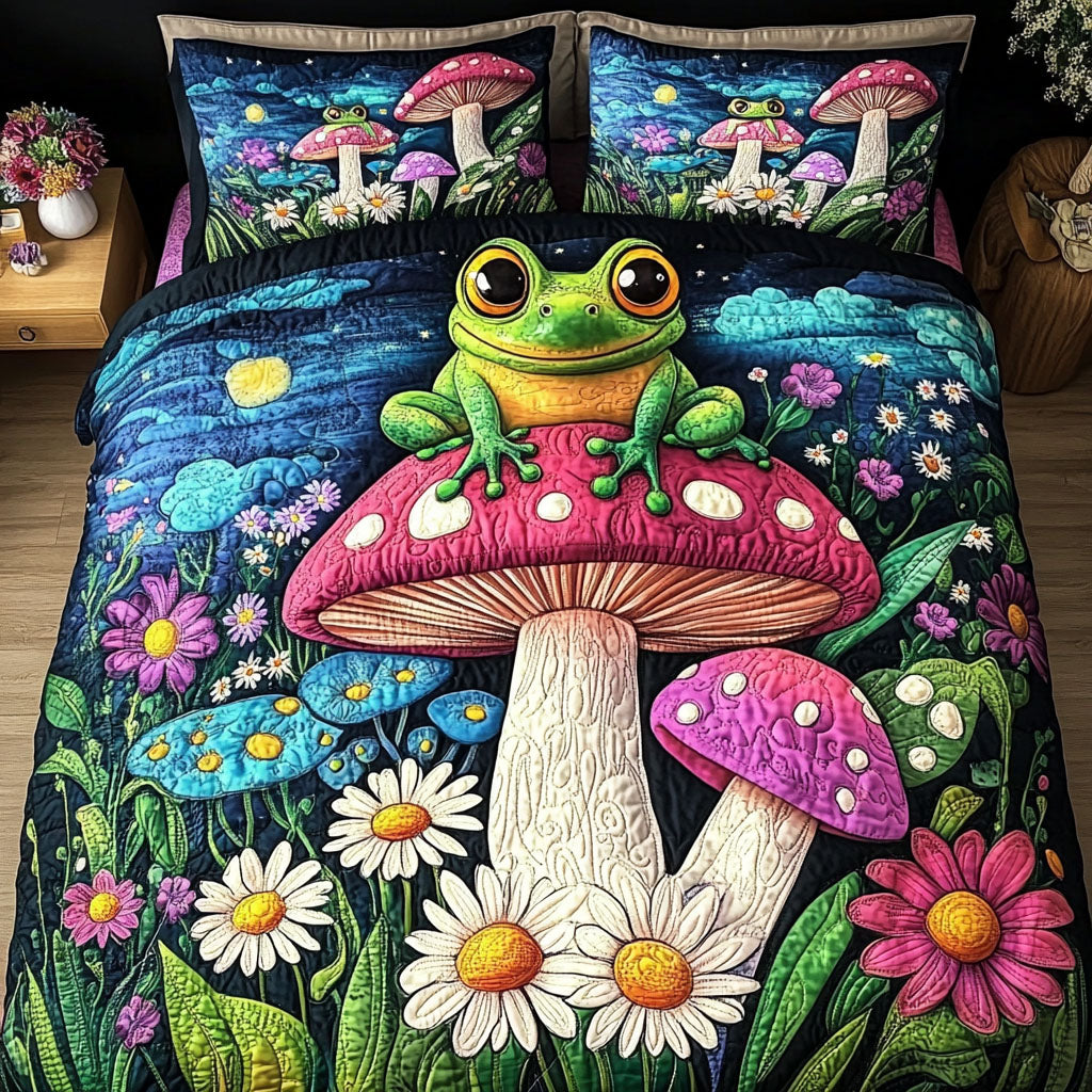 Starlit Frogs 3-Piece Quilted Bedding Set NCU0NT6959