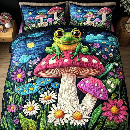Starlit Frogs 3-Piece Quilted Bedding Set NCU0NT6959