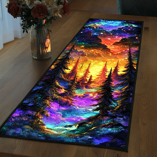 Starlit Pinescape Quilted Table Runner NCU0NT7082