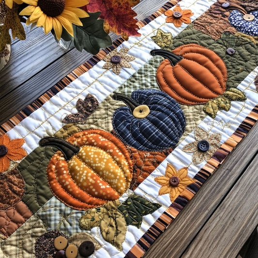 Starlit Pumpkin Lane Quilted Table Runner NCU0PT8284