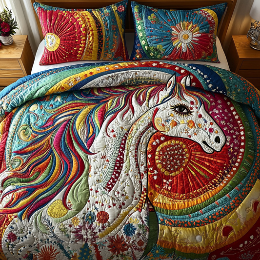 Starlit Stallion 3-Piece Quilted Bedding Set NCU0VH2912