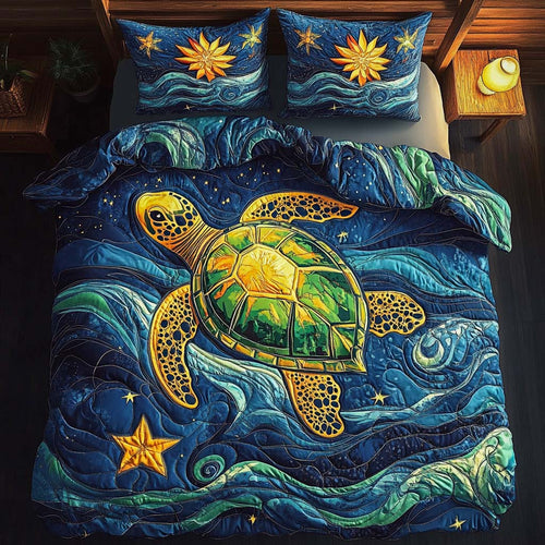 Starlit Turtle 3-Piece Quilted Bedding Set NCU0XD440