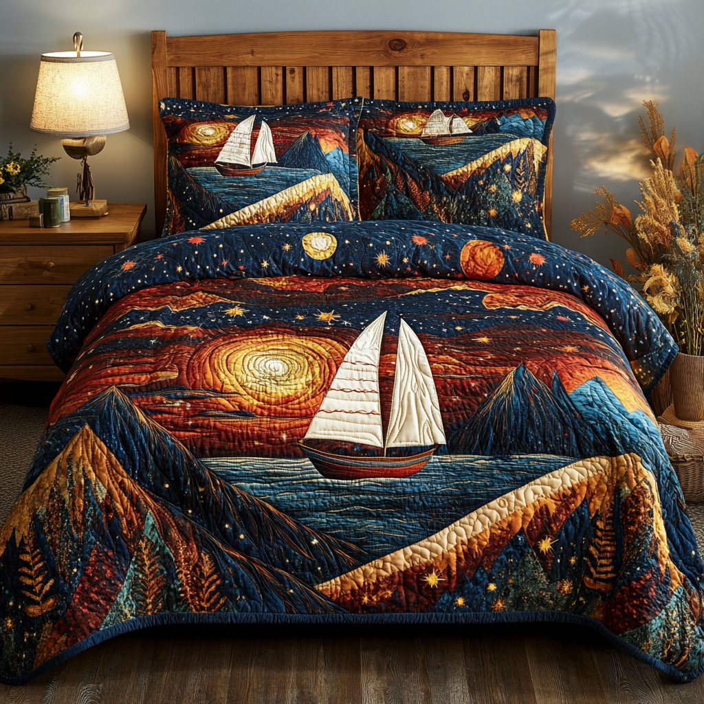 Starlit Voyage 3-Piece Quilted Bedding Set NCU0VL993