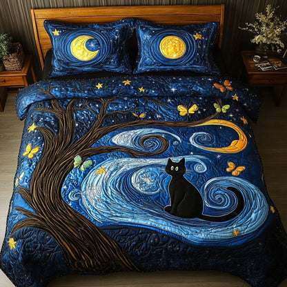 Starry-eyed Kitty 3-Piece Quilted Bedding Set NCU0PT7114