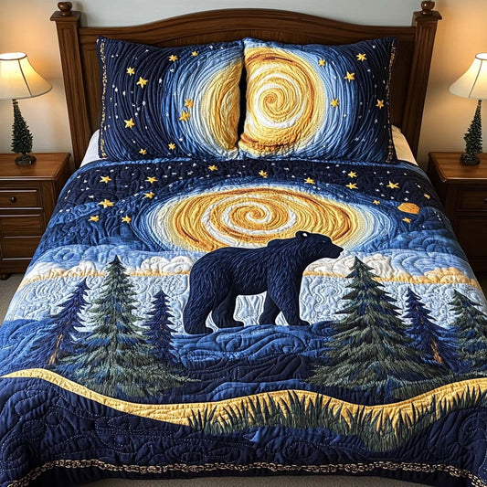 Starry Bear Walk 3-Piece Quilted Bedding Set NCU0NT9147