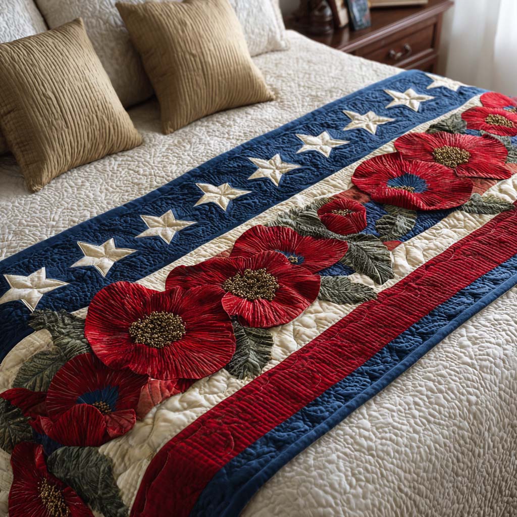 Starry Bloom Quilted Bed Runner NCU0NT11489