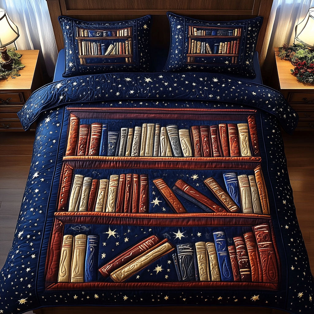 Starry Bookshelf 3-Piece Quilted Bedding Set NCU0NT4085