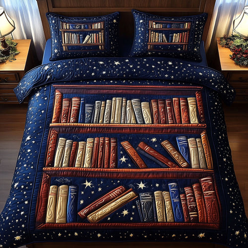 Starry Bookshelf 3-Piece Quilted Bedding Set NCU0NT4085