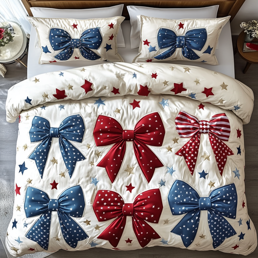 Starry Bows 3-Piece Quilted Bedding Set NCU0VH5950