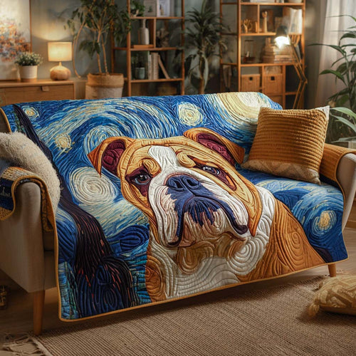Starry Bulldog Night Quilted Sofa Cover NCU0XD1307