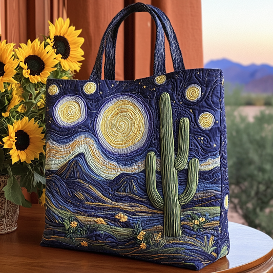 Starry Cactus Quilted Tote Bag NCU0VL2785