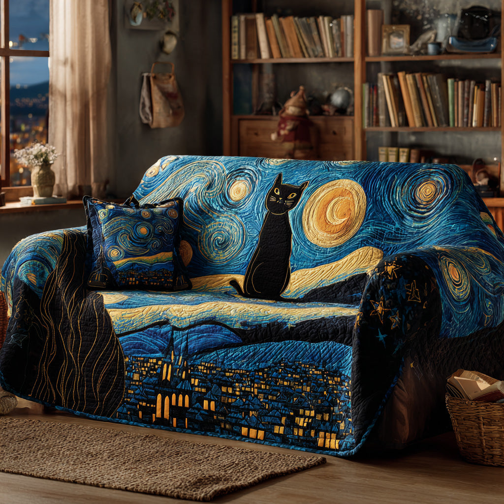 Starry Cat Quilted Sofa Cover NCU0VL3020