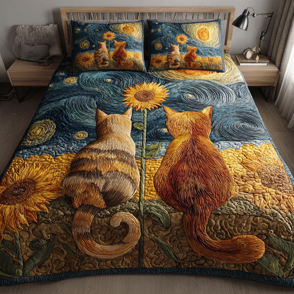 Starry Cat Realm 3-Piece Quilted Bedding Set NCU0TD1810