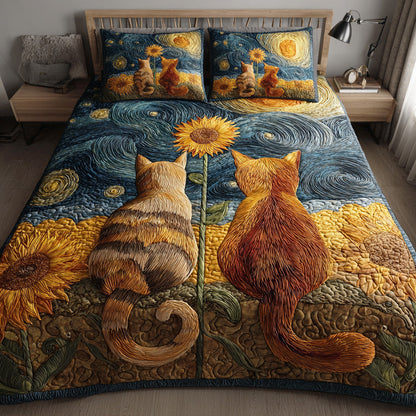 Starry Cat Realm 3-Piece Quilted Bedding Set NCU0TD1810