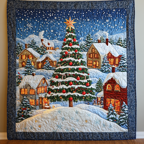 Starry Christmas Eve Quilted Blanket NCU0VL821