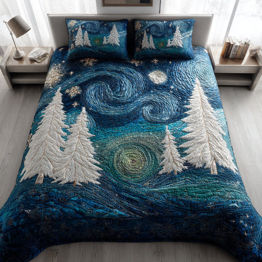 Starry Christmas Tree 3-Piece Quilted Bedding Set NCU0HH330