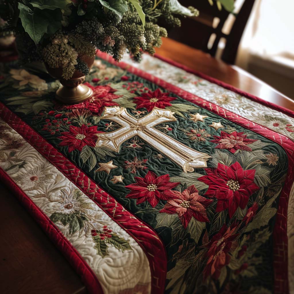 Starry Cross Quilted Table Runner NCU0NT11462