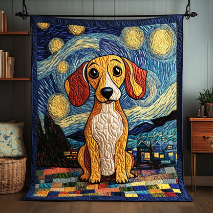 Starry Dachshund Quilted Blanket NCU0DK9274