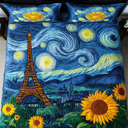 Starry Eiffel 3-Piece Quilted Bedding Set NCU0DV5078