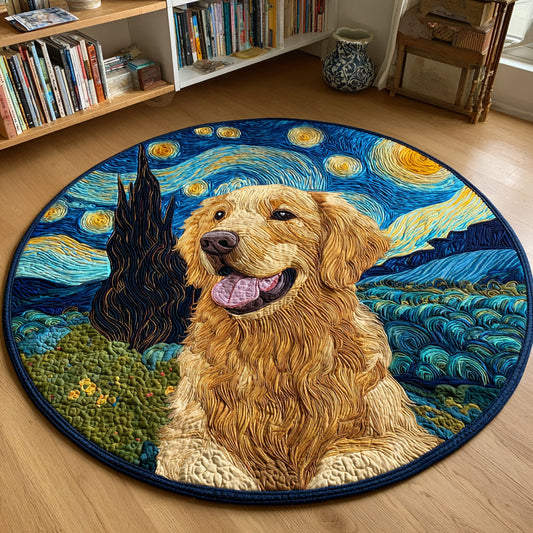 Starry Golden Retriever Quilted Round Mat NCU0HH034