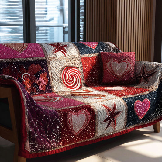 Starry Hearts Quilted Sofa Cover NCU0PT10948