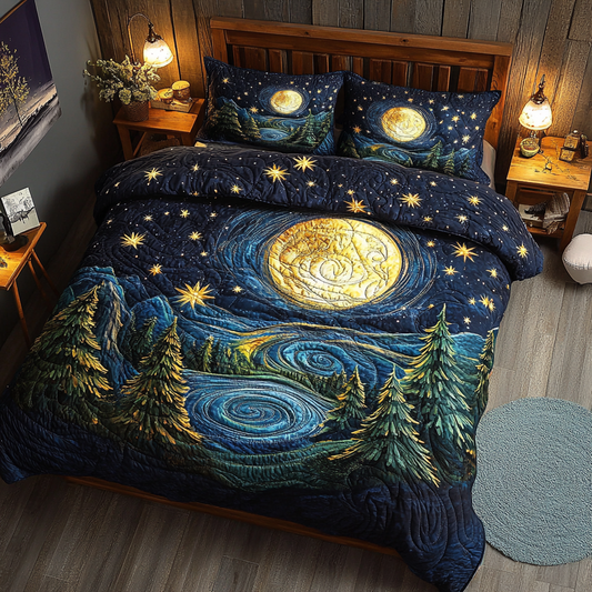 Starry Moonlight 3-Piece Quilted Bedding Set NCU0VL953