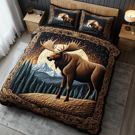Starry Moose 3-Piece Quilted Bedding Set NCU0DK9751