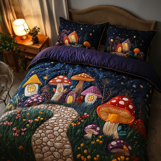Starry Mushroom Trail 3-Piece Quilted Bedding Set NCU0NT7890