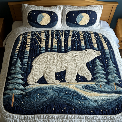 Starry Night Bear 3-Piece Quilted Bedding Set NCU0VH905