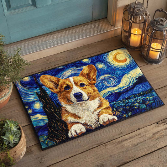 Starry Night Corgi Doormat NCU0XD810