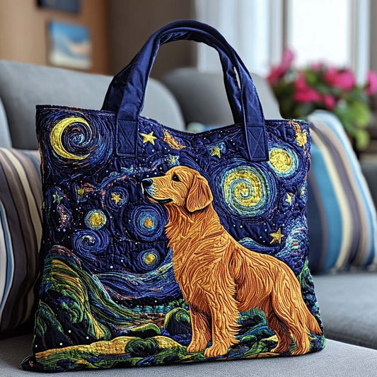Starry Night Dog Quilted Tote Bag NCU0NT8798