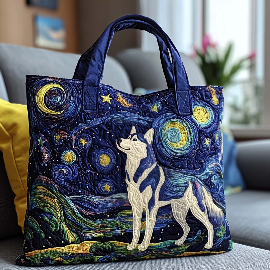 Starry Night Dog Quilted Tote Bag NCU0VT222