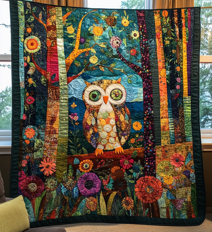 Starry Night Owl Quilted Blanket NCU0DV594