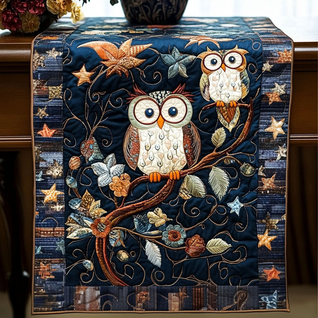 Starry Night Owls Quilted Table Runner NCU0NT4152
