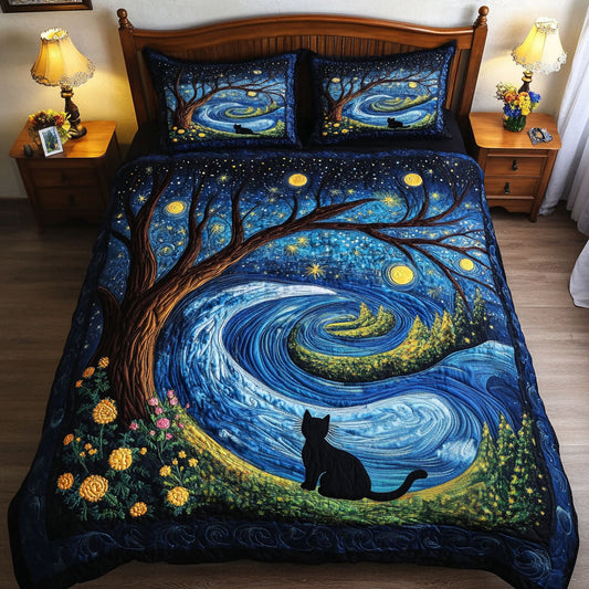 Starry Night Paws 3-Piece Quilted Bedding Set NCU0PT7113