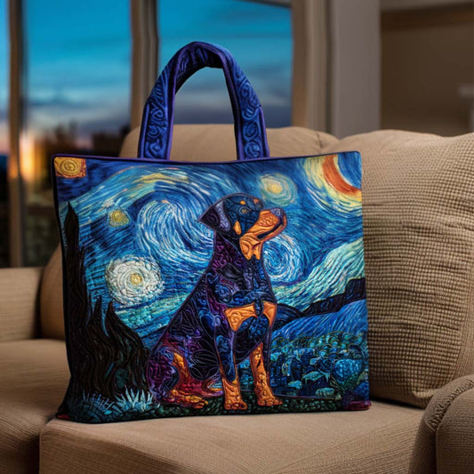Starry Night Rottie Quilted Tote Bag NCU0NT9104