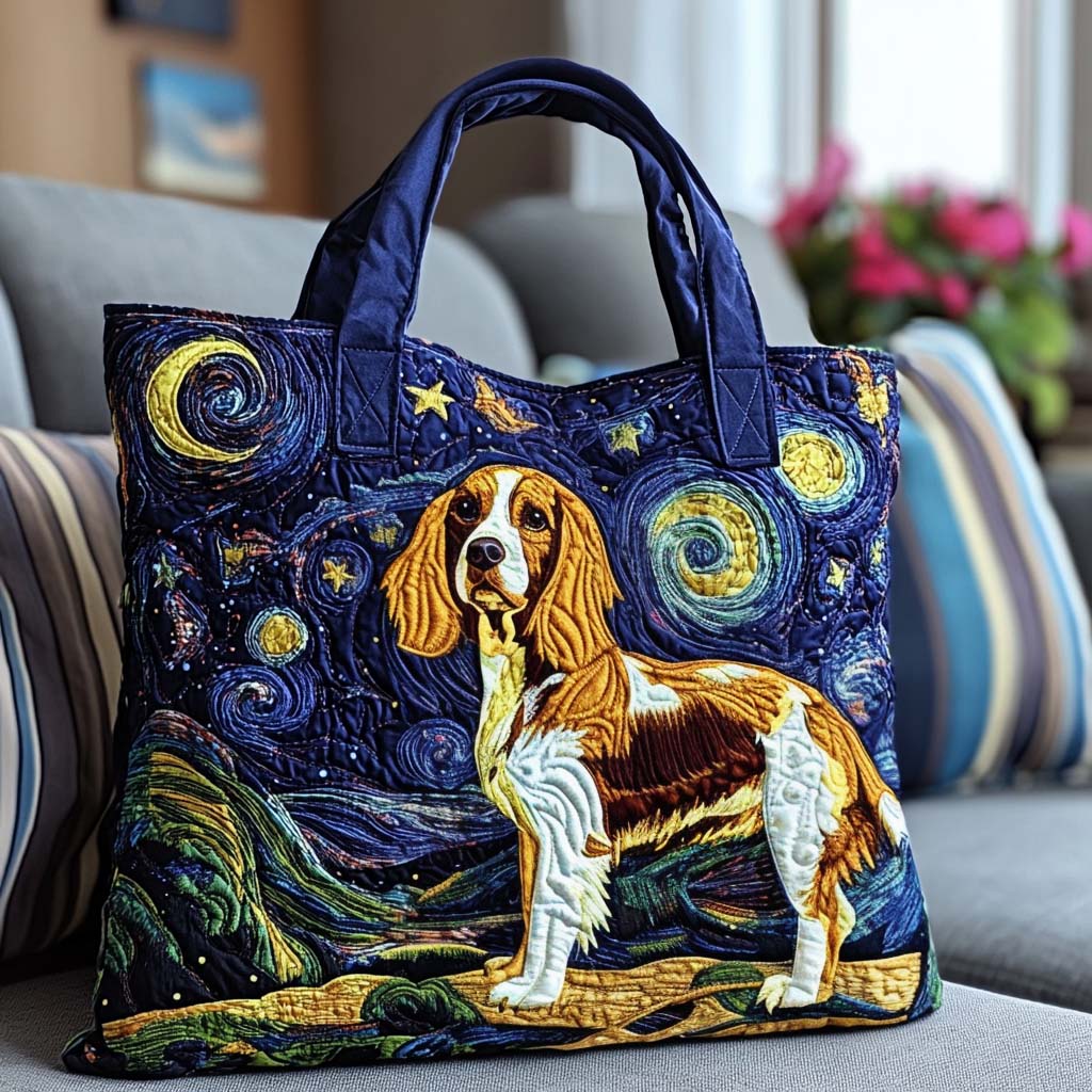 Starry Night Dog Quilted Tote Bag NCU0VT222