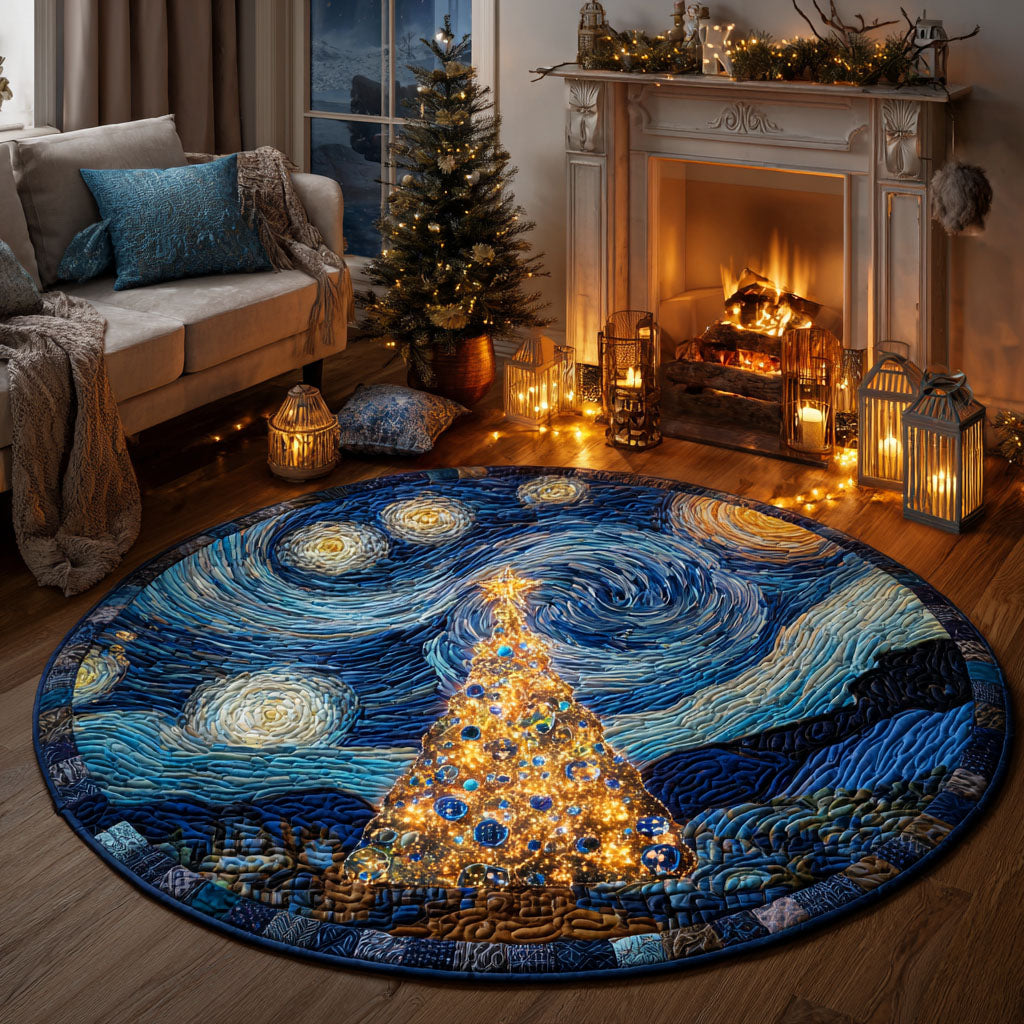 Starry Night Tree Quilted Round Mat NCU0TV171