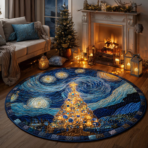 Starry Night Tree Quilted Round Mat NCU0TV171
