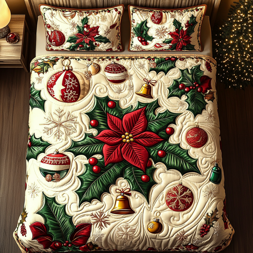 Starry Ornaments 3-Piece Quilted Bedding Set NCU0DK10081