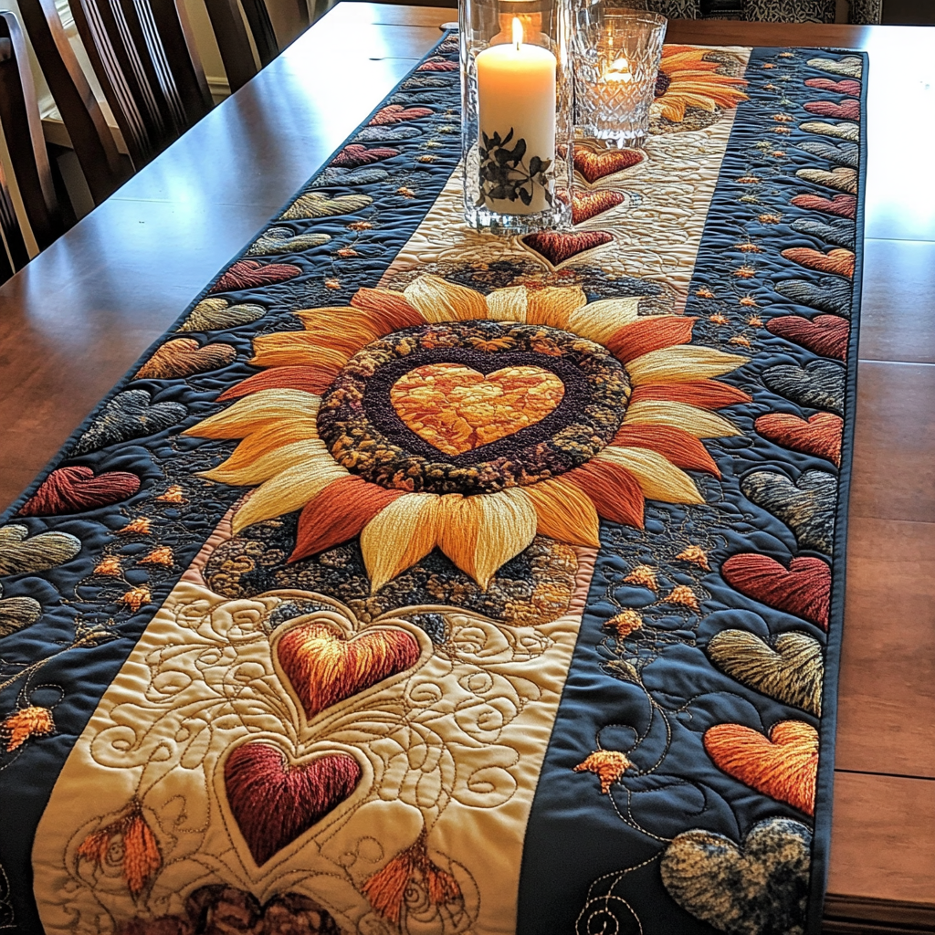 Starry Petals Quilted Table Runner NCU0VH2376