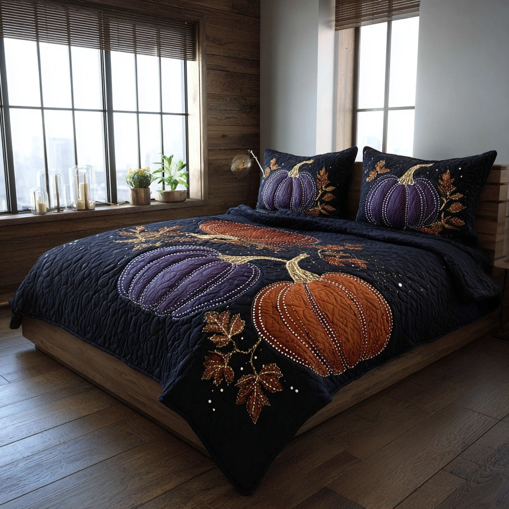 Starry Pumpkins 3-Piece Quilted Bedding Set NCU0VL3728