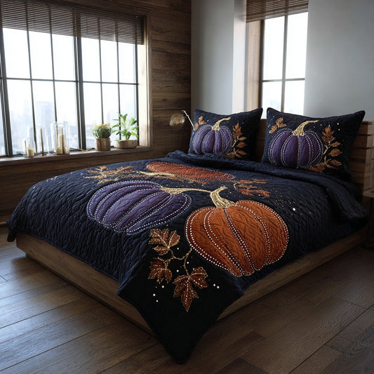 Starry Pumpkins 3-Piece Quilted Bedding Set NCU0VL3728