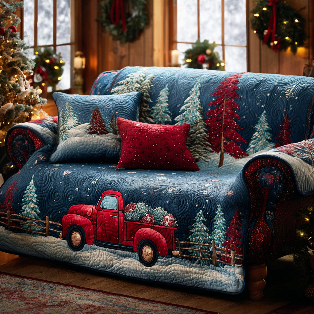 Starry Red Truck Quilted Sofa Cover NCU0TV885