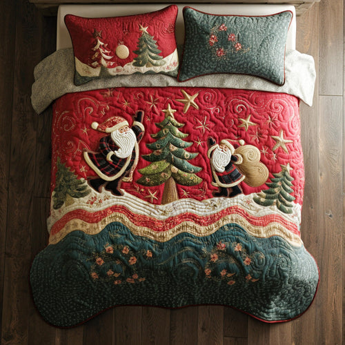 Starry Santa Sky 3-Piece Quilted Bedding Set NCU0PT9831