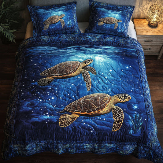 Starry Sea Turtles 3-Piece Quilted Bedding Set NCU0NT3587