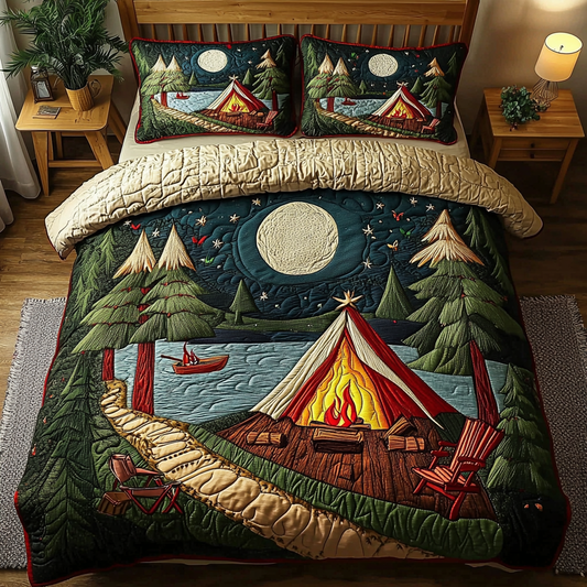 Starry Sky Campsite 3-Piece Quilted Bedding Set NCU0DK3098
