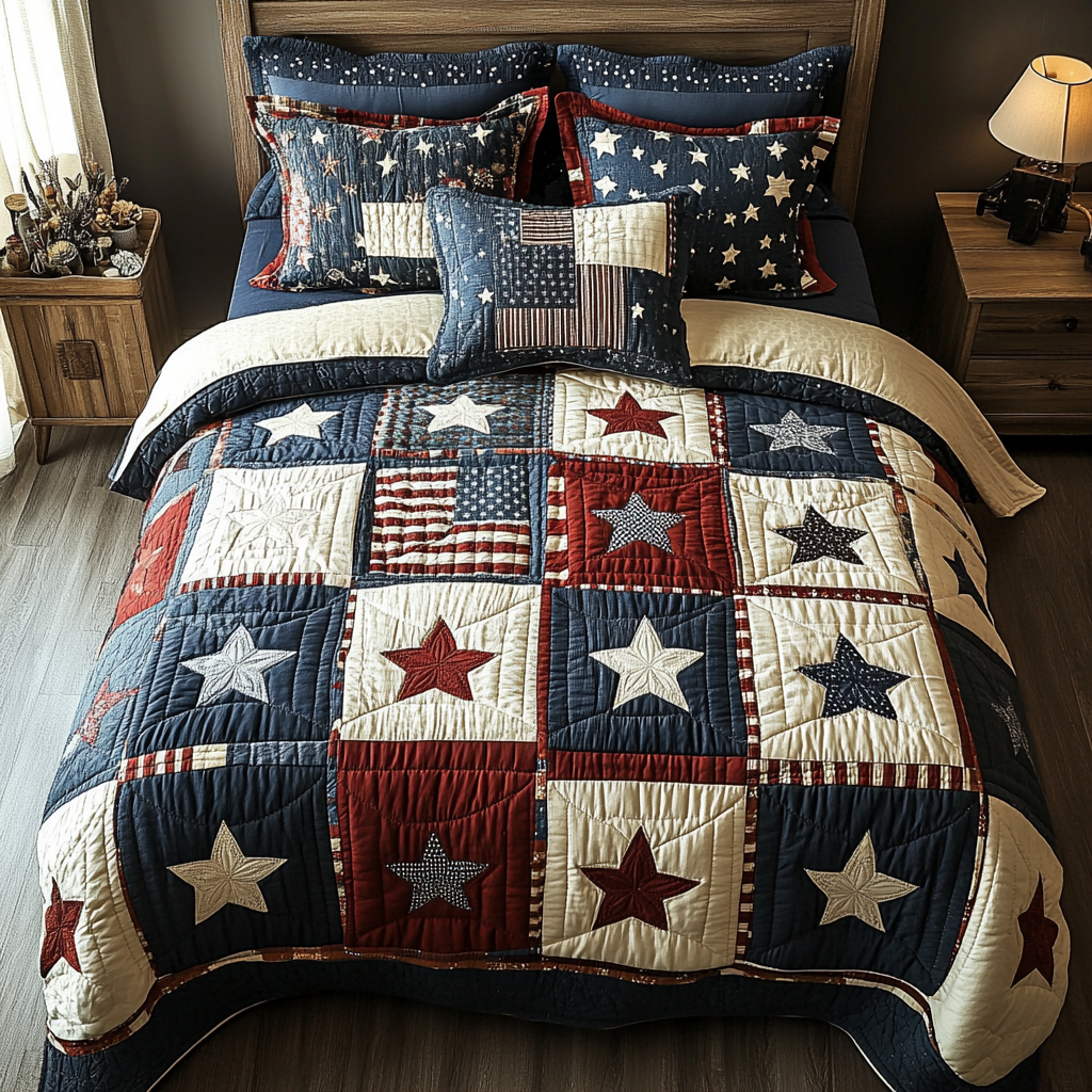 Starry Sleep 3-Piece Quilted Bedding Set NCU0VH5927