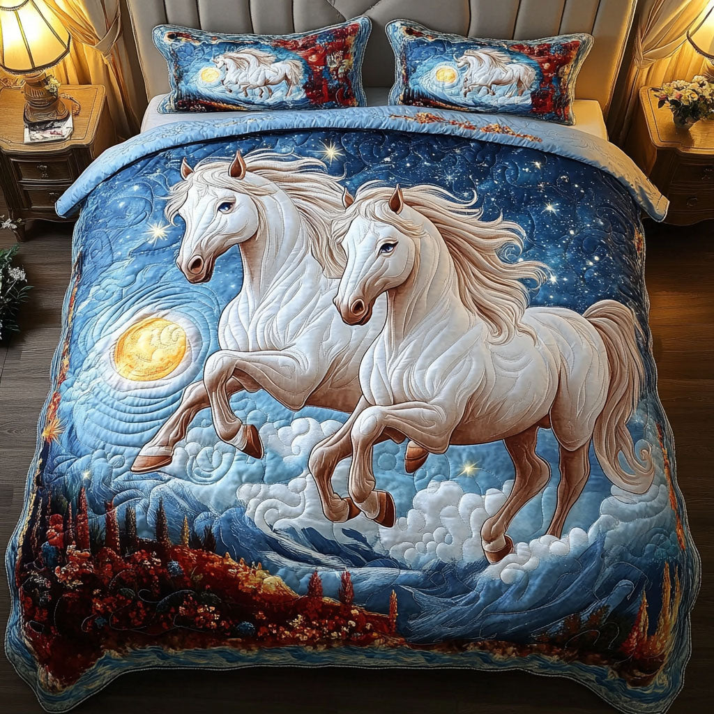 Starry Stallions 3-Piece Quilted Bedding Set NCU0NT3742